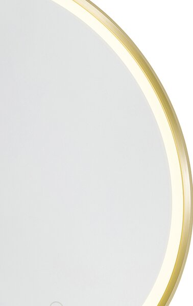 Kupaonsko ogledalo zlatno 50 cm uklj. LED s 3-stupanjskim prigušivanjem na dodir okruglo - Miral