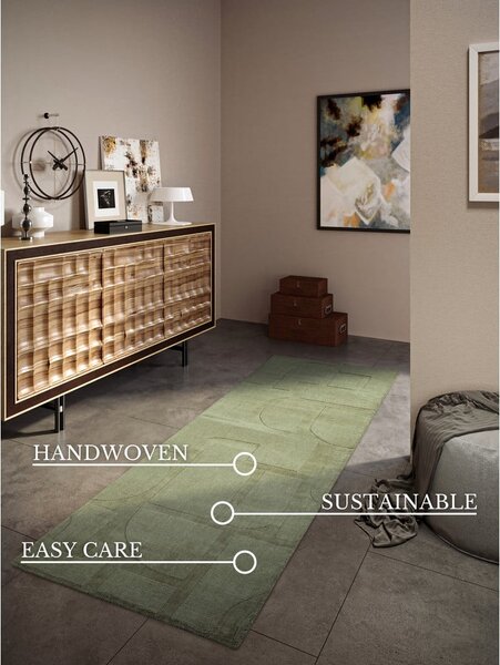Zelena ručno rađena vunenia staza 80x250 cm Alexis – Villeroy&Boch