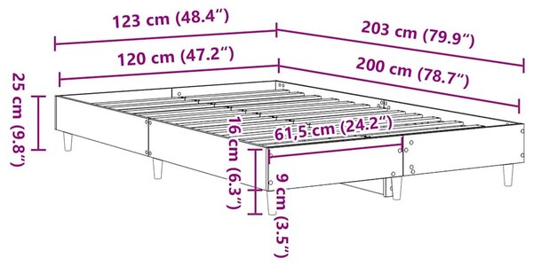 Okvir kreveta bez madraca beton sivi 120x200 cm - Siva / 120 x 200 cm