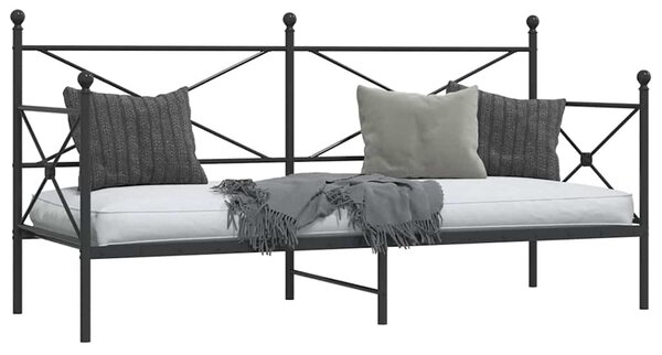 Dnevni krevet bez madraca crni 90x200 cm čelik - Crna / 90 x 200 cm