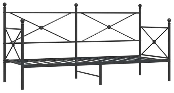 Dnevni krevet bez madraca crni 90x200 cm čelik - Crna / 90 x 200 cm