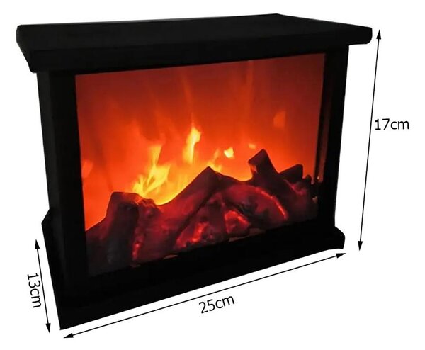Ukrasni 3D LED električni kamin s imitacijom vatre 25cm USB