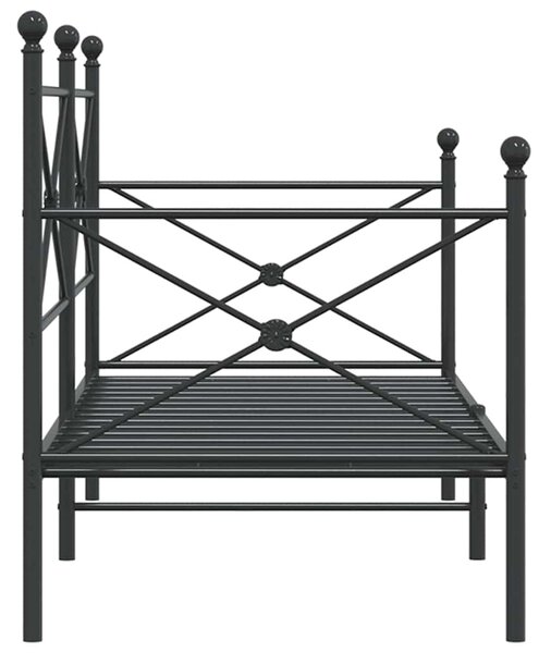 Dnevni krevet bez madraca crni 90x200 cm čelik - Crna / 90 x 200 cm