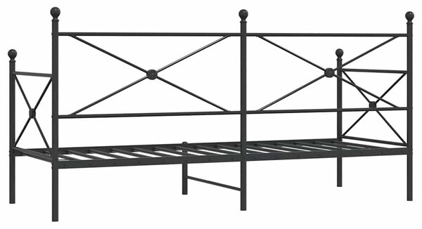 Dnevni krevet bez madraca crni 90x200 cm čelik - Crna / 90 x 200 cm