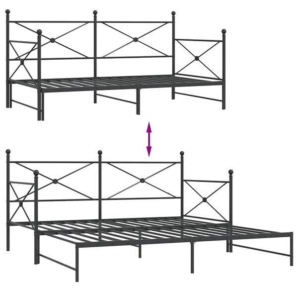 Krevet na rasklapanje bez madraca crni 100x200 cm čelik - Crna / 100 x 200 cm