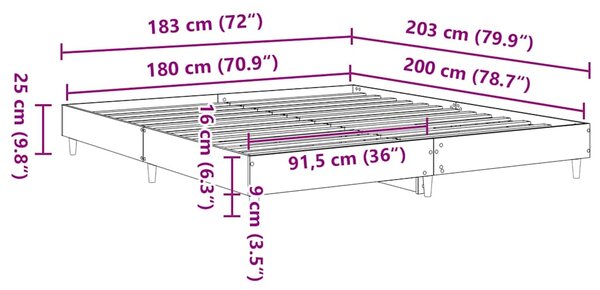 Okvir kreveta bez madraca staro drvo 180x200 cm - Smeđa / 180 x 200 cm