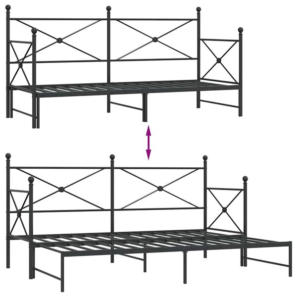 Krevet na rasklapanje bez madraca crni 75x190 cm čelik - Crna / 75 x 190 cm