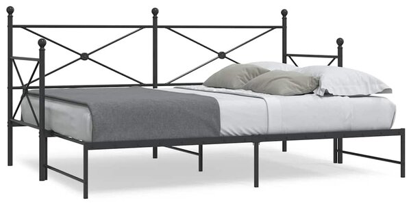 Krevet na rasklapanje bez madraca crni 75x190 cm čelik - Crna / 75 x 190 cm
