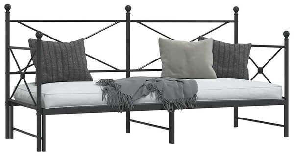 Krevet na rasklapanje bez madraca crni 75x190 cm čelik - Crna / 75 x 190 cm