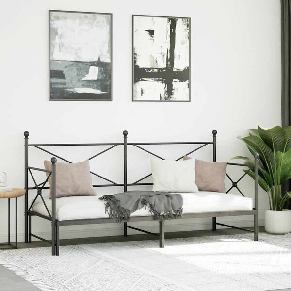 Krevet na rasklapanje bez madraca crni 75x190 cm čelik - Crna / 75 x 190 cm