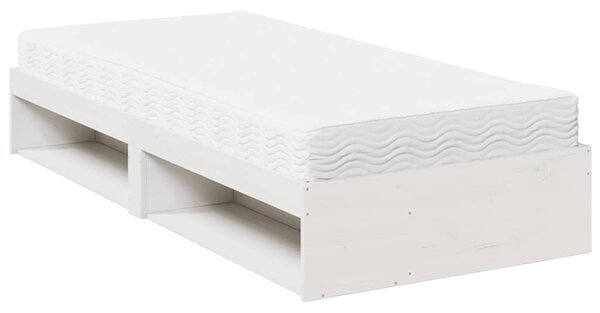 Dnevni krevet s madracem bijeli 90 x 200 cm masivna borovina - Bijela / 90 x 200 cm