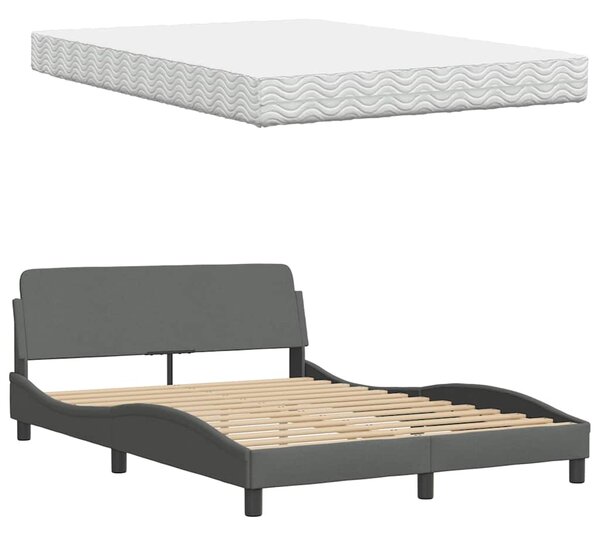 Krevet s madracem Hanko tamnosivi 120 x 200 cm od tkanine - Siva / 120 x 200 cm