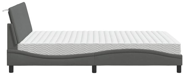 Krevet s madracem Hanko tamnosivi 120 x 200 cm od tkanine - Siva / 120 x 200 cm