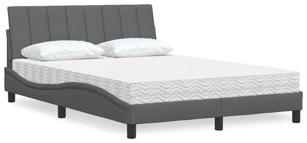 Krevet s madracem Hanko tamnosivi 120 x 200 cm od tkanine - Siva / 120 x 200 cm