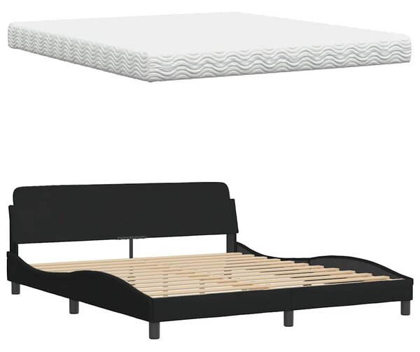 Krevet s madracem crni 180x200 cm od tkanine - Crna / 180 x 200 cm
