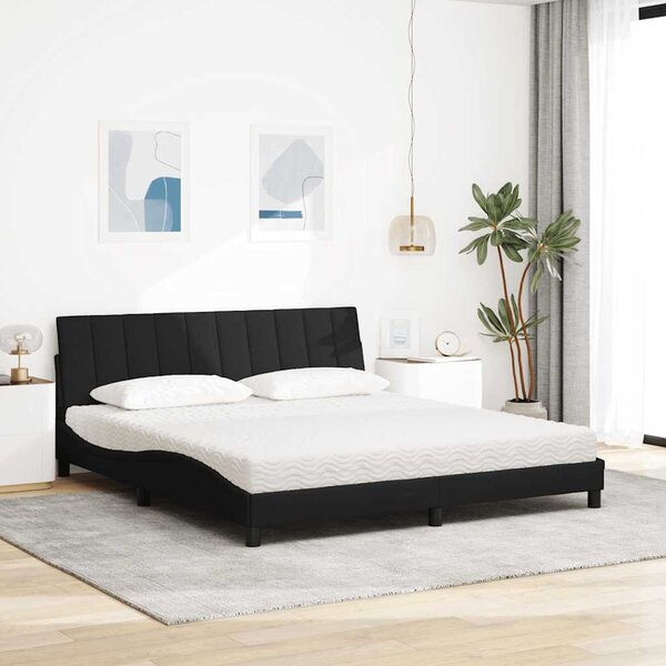 Krevet s madracem Hanko crni 180x200 cm od tkanine - Crna / 180 x 200 cm