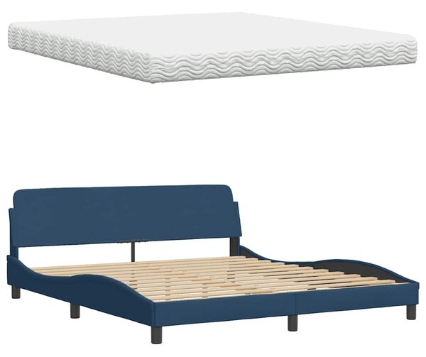 Krevet s madracem Hanko plavi 180x200 cm od tkanine - Plava / 180 x 200 cm
