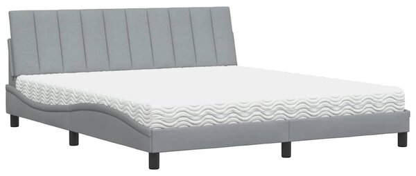 Krevet s madracem Hanko svjetlosivi 180x200 cm od tkanine - Siva / 180 x 200 cm