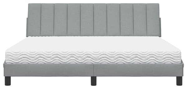 Krevet s madracem Hanko svjetlosivi 180x200 cm od tkanine - Siva / 180 x 200 cm