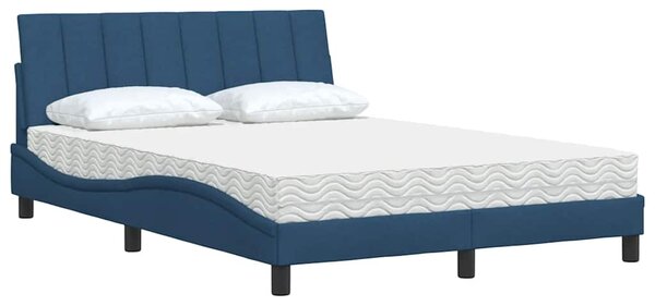 Krevet s madracem Hanko plavi 140 x 190 cm od tkanine - Plava / 140 x 190 cm