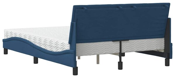 Krevet s madracem Hanko plavi 140 x 190 cm od tkanine - Plava / 140 x 190 cm