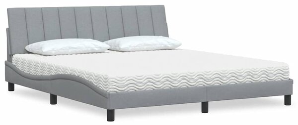 Krevet s madracem Hanko svjetlosivi 180x200 cm od tkanine - Siva / 180 x 200 cm