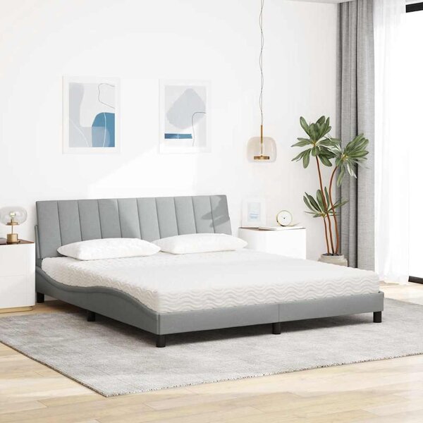 Krevet s madracem Hanko svjetlosivi 180x200 cm od tkanine - Siva / 180 x 200 cm