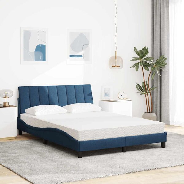 Krevet s madracem Hanko plavi 140 x 190 cm od tkanine - Plava / 140 x 190 cm