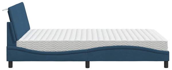 Krevet s madracem Hanko plavi 140 x 190 cm od tkanine - Plava / 140 x 190 cm