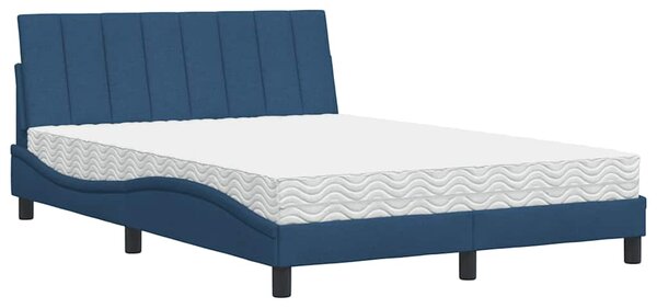 Krevet s madracem Hanko plavi 140 x 190 cm od tkanine - Plava / 140 x 190 cm