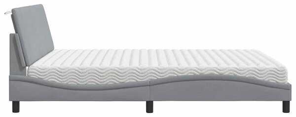 Krevet s madracem Hanko svjetlosivi 180x200 cm od tkanine - Siva / 180 x 200 cm