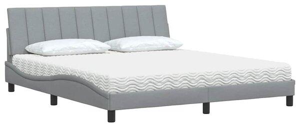 Krevet s madracem Hanko svjetlosivi 180x200 cm od tkanine - Siva / 180 x 200 cm