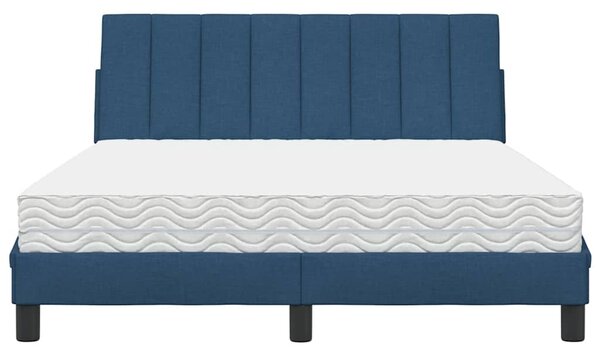 Krevet s madracem Hanko plavi 140 x 190 cm od tkanine - Plava / 140 x 190 cm