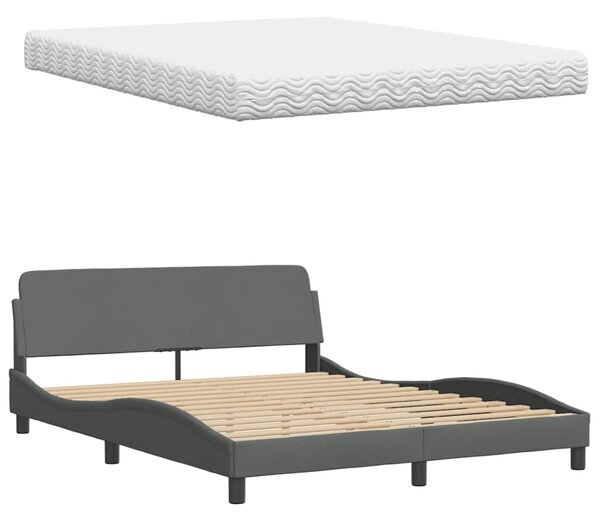 Krevet s madrac Hanko svjetlosivi 160x200cm tkanina - Siva / 160 x 200 cm