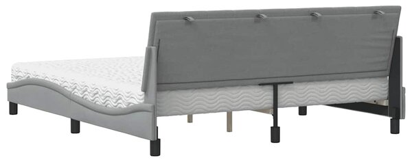 Krevet s madracem Hanko svjetlosivi 180x200 cm od tkanine - Siva / 180 x 200 cm