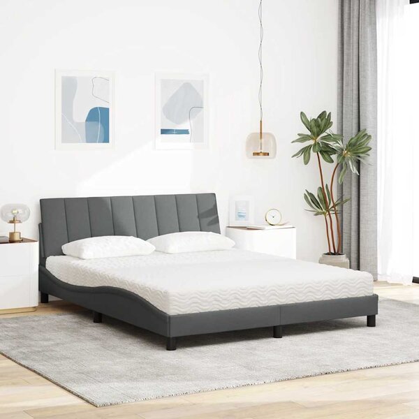Krevet s madrac Hanko svjetlosivi 160x200cm tkanina - Siva / 160 x 200 cm