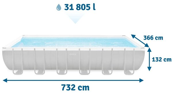 Vrtni bazen s okvirom 732 x 366 x 132 cm 9-u-1 INTEX 26364