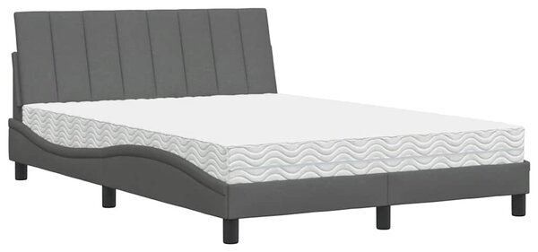 Krevet s madracem Hanko tamnosivi 120 x 200 cm od tkanine - Siva / 120 x 200 cm