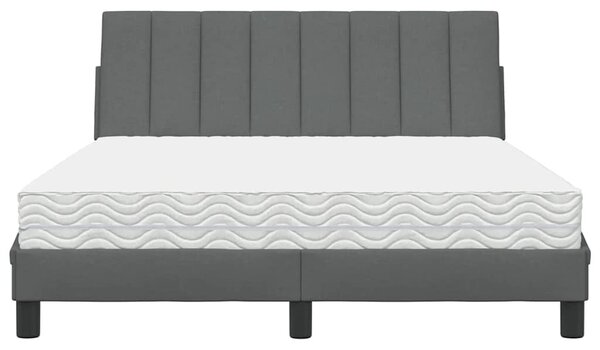 Krevet s madracem Hanko tamnosivi 120 x 200 cm od tkanine - Siva / 120 x 200 cm