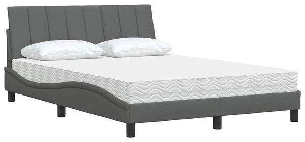 Krevet s madracem Hanko tamnosivi 120 x 200 cm od tkanine - Siva / 120 x 200 cm