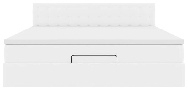 Otomanski krevet s madracima i LED 160x200cm umjetna koža - Bijela / 160 x 200 cm