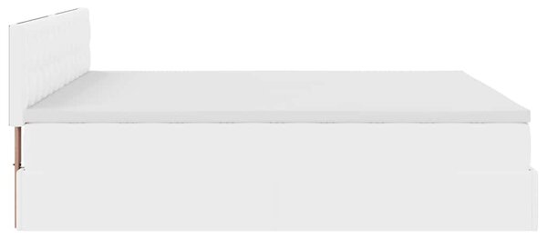 Otomanski krevet s madracima i LED 160x200cm umjetna koža - Bijela / 160 x 200 cm