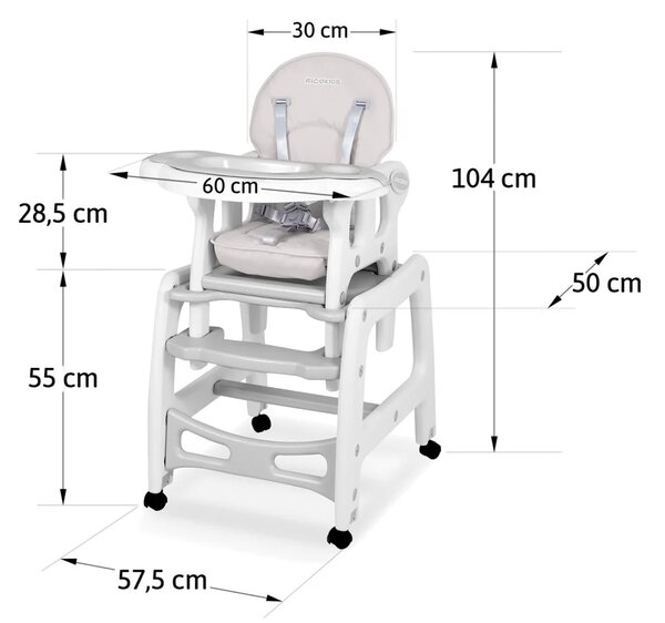 Sinco 5-u-1 stolica za hranjenje, siva