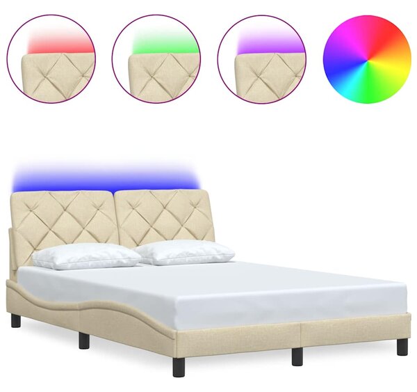 Okvir kreveta s LED-om bez madraca 140 x 200 cm od tkanine - Siva / 140 x 200 cm