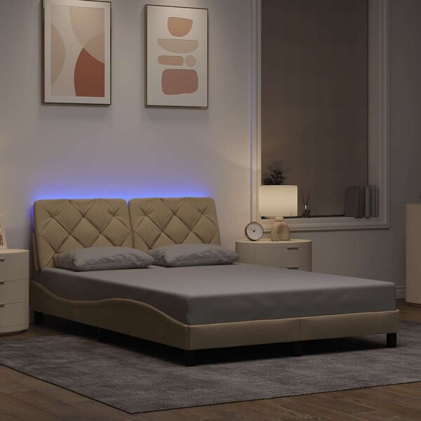 Okvir kreveta s LED-om bez madraca 140 x 200 cm od tkanine - Siva / 140 x 200 cm