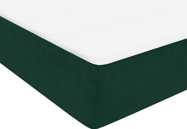 Box Spring krevet s madracem i LED tamno zeleni 160x220 cm baršun - Zelena / 160 x 220 cm