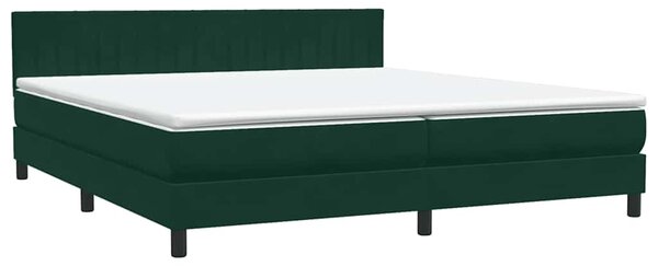 Box Spring krevet s madracem i LED tamno zeleni 180x220 cm baršun - Zelena / 180 x 220 cm