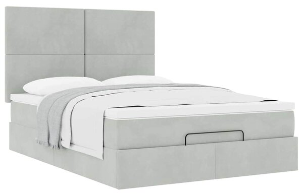 Otomanski krevet s madracima svijetlosivi 140x200 cm baršunasti - Siva / 140 x 200 cm