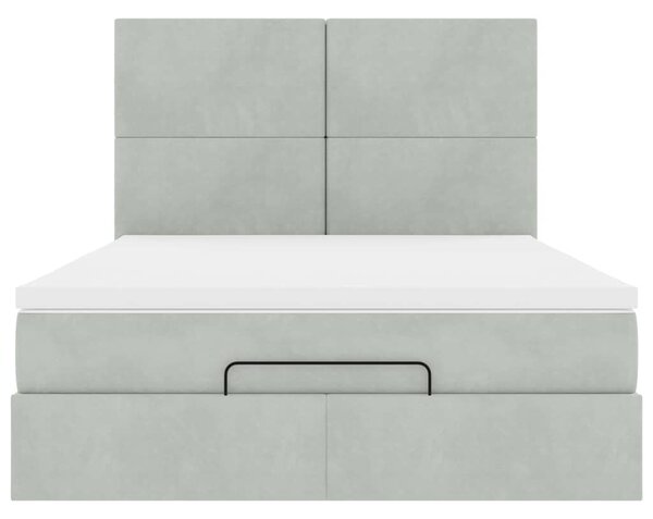Otomanski krevet s madracima svijetlosivi 140x200 cm baršunasti - Siva / 140 x 200 cm