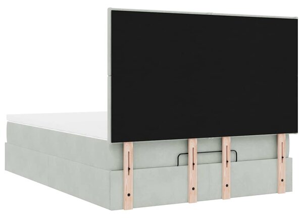 Otomanski krevet s madracima svijetlosivi 140x200 cm baršunasti - Siva / 140 x 200 cm